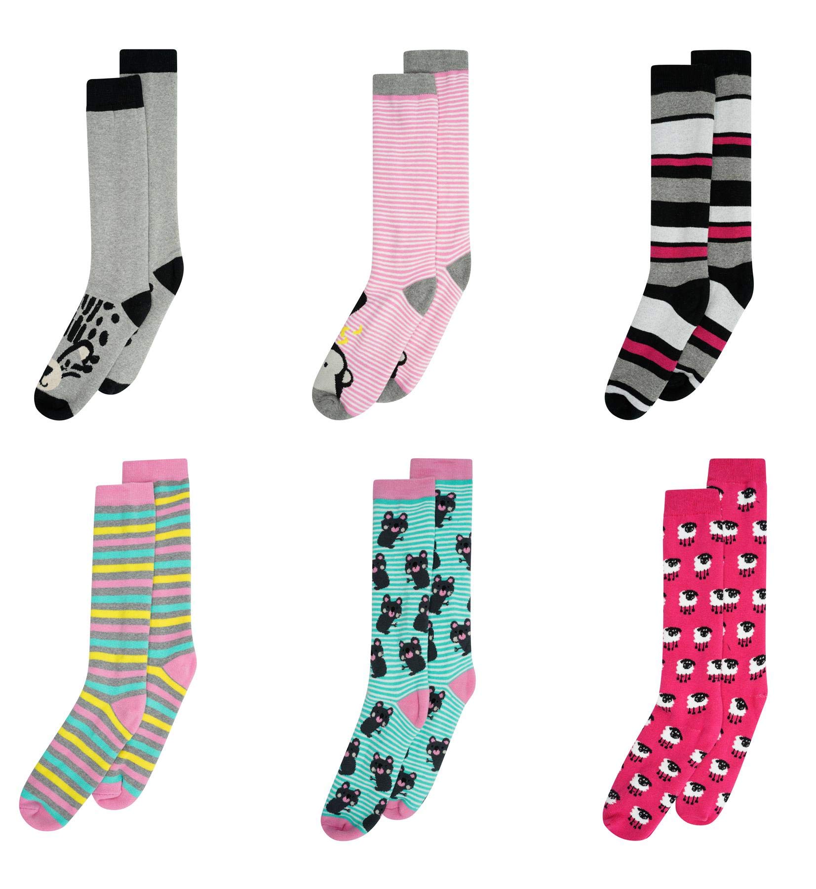 Sock Stack Boys Girls 6 Pairs Of Kids Welly Socks Cotton Rich Long Wellington Boot Sock, 6-8