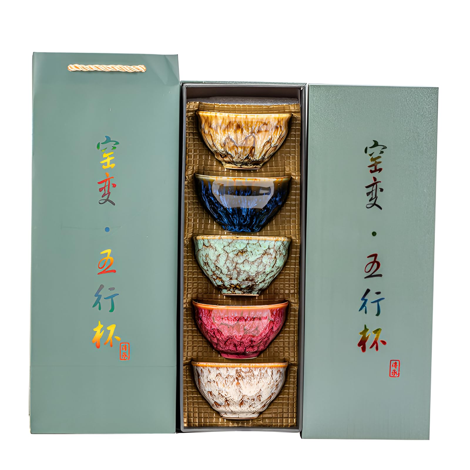 COVANK Cup Tea Cup Set, Japanese Style Teapot, Set of 5, Ceramic, Tea Set, Ginger Cups, Heat Resistant, Ceramic Tea Set, Stylish, Elegant, Gift Packaging, Tea Room Bowl, Tea Utensils, Kiln Transformer