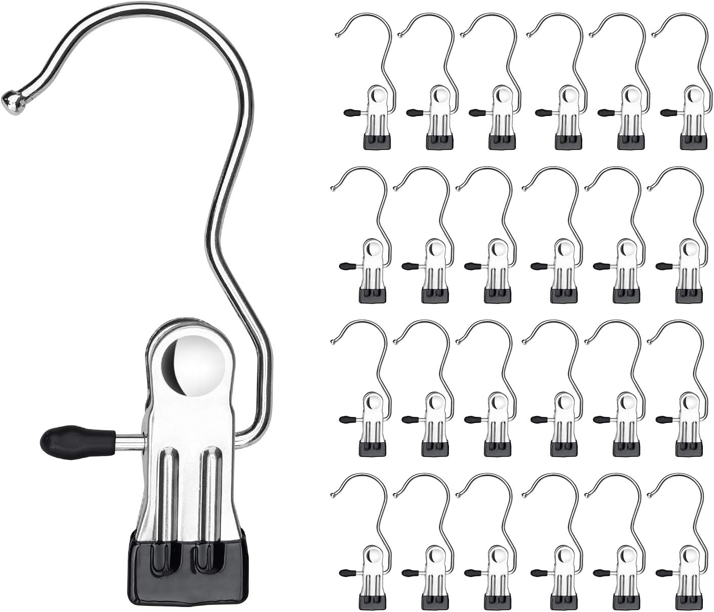 HOUSE DAY Laundry Hook Boot Hanger with Clips Portable Clothes Pins Hangers Home Travel Utility Hooks (24 Pack)