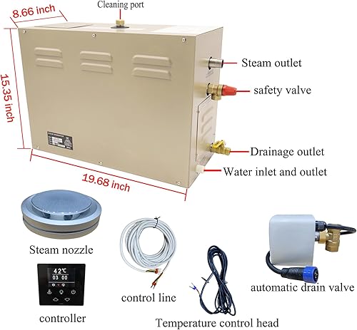 Miniatura 9 de JJFFTAO, Generador de ducha de vapor, 9kw doméstico-comercial, kit de generador de ducha de vapor, ducha de vapor, con sistema de autodrenaje,