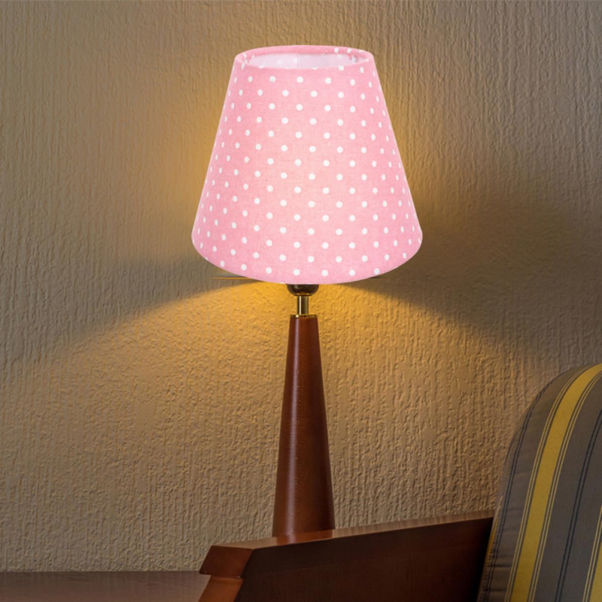 Pantallas para Lámparas de Mesa de Tela Rosa, Diseño Sencillo y Moderno, Forma Campana Redonda, Luz Suave y Ligera, Pack de 2 Piezas para Dormitorio y Salón