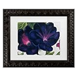 Trademark Fine Art Framed Wall Art - Georgia O'Keefe 'Black and Purple Petunias' Wall Decor with Matted Frame