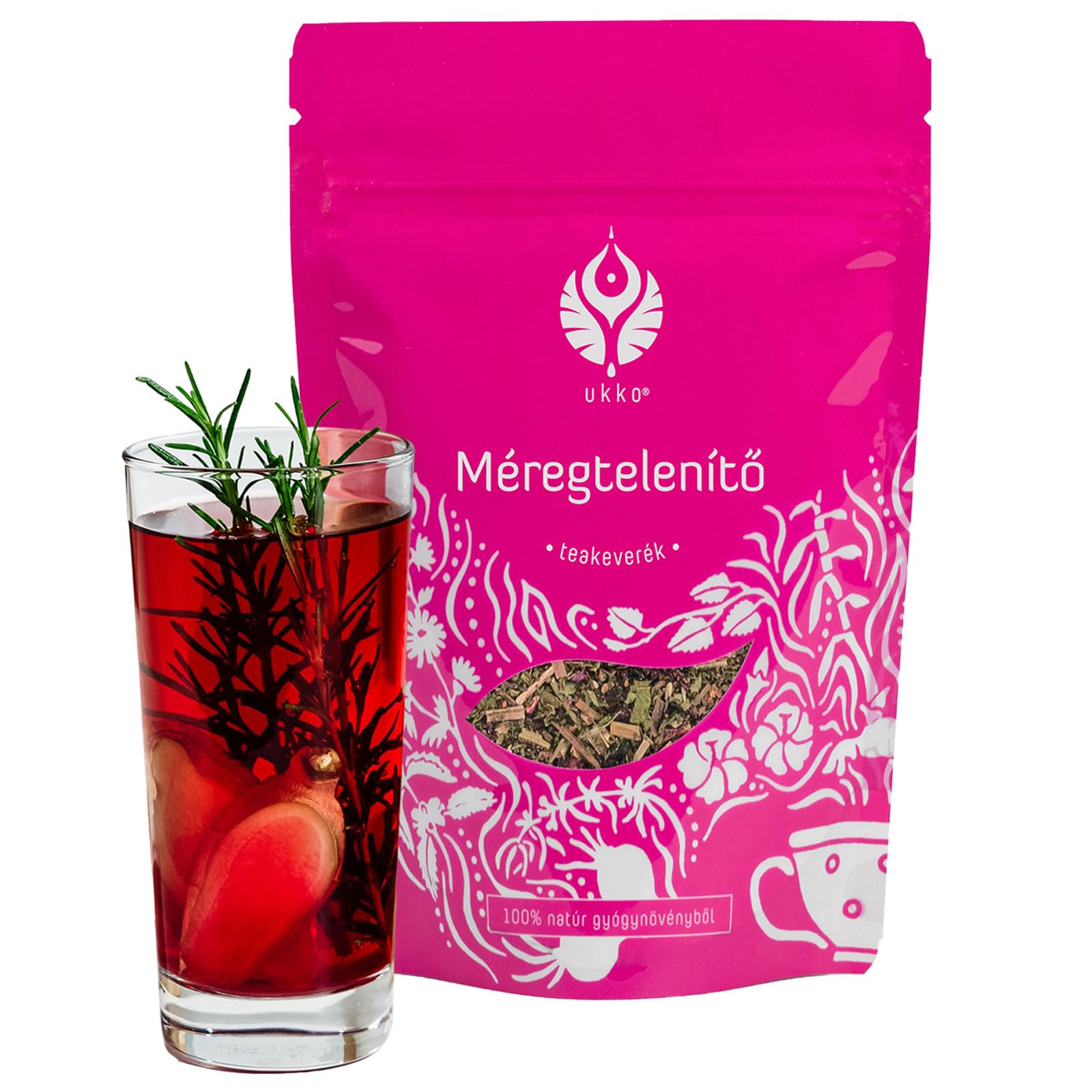 UKKO Detox Tee zum Abnehmen, Kräutertee Minze Ingwer Roter Beete, 140g | Unterstützt Fettstoffwechsel, Immunsystem & Verdauung, Vegan, Allergenfrei, mit Roter Beete – Natürliche Reinigung