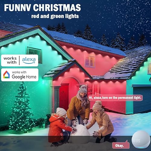 Miniatura 6 de Luces permanentes para exteriores de 150 pies, luces LED RGB inteligentes que cambian de color con control de aplicación, iluminación impermeable