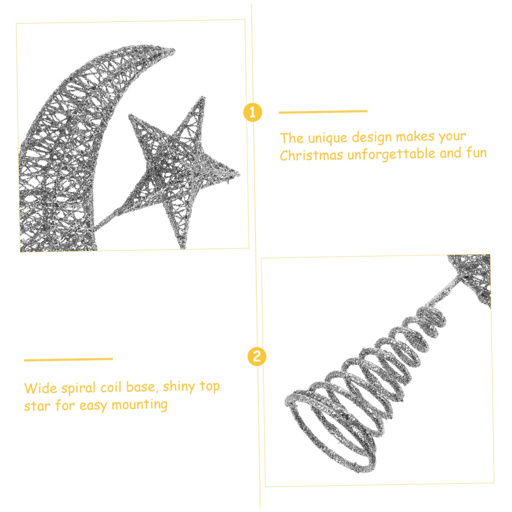 OUNONA 2stücke Weihnachtliche Baumspitze Aus Stern Und Mond Design Dekorative Christbaumspitze Für Festliche Innendekoration Für Weihnachten Und Winterfeiern