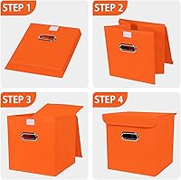 Vista 6 de Organizadores de Armario Contenedores de Almacenamiento de Tela Con Tapas Cubos Plegables Organizador Cesta Con Asas, Cajas de Almacenamiento