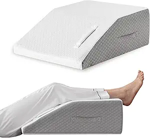 Leg Elevation Pillow for After Surgery, Leg Elevating Pillow for Swelling & Blood Circulation, Leg Wedge Pillow for Sleeping, Knee Pillow for Knee Hip Ankle Pain Relief, 23.6×16.8×8Inch White