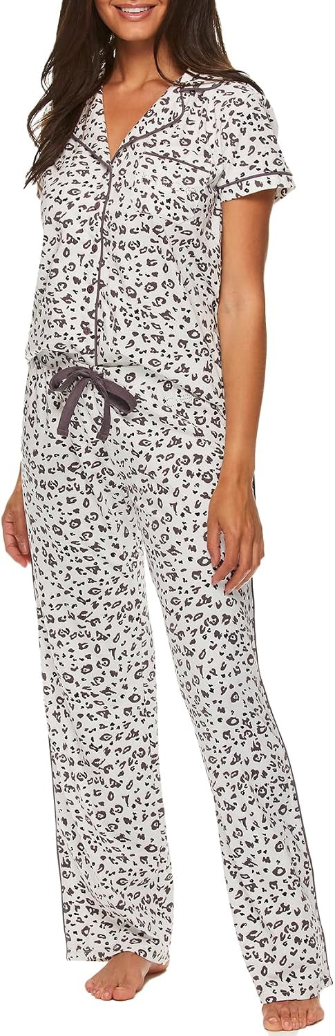 bebe Womens 2 Piece Bridesmaid Pajamas Set Short Sleeve Button Down Shirt and Pants