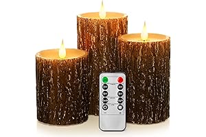 Decorative Log Cabin Flameless Candle Battery Operated Pillar