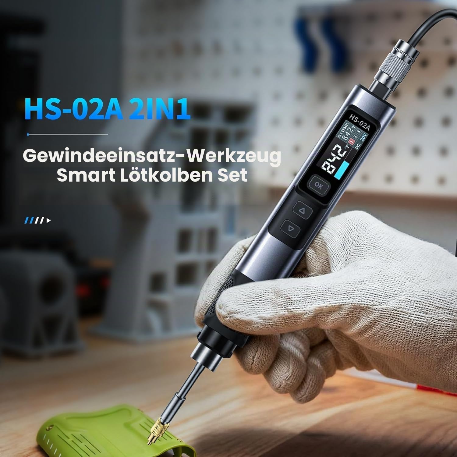 FNIRSI HS-02A Lötkolben, M2-M8 Heizeinsatz-Mutter-Werkzeug-Set