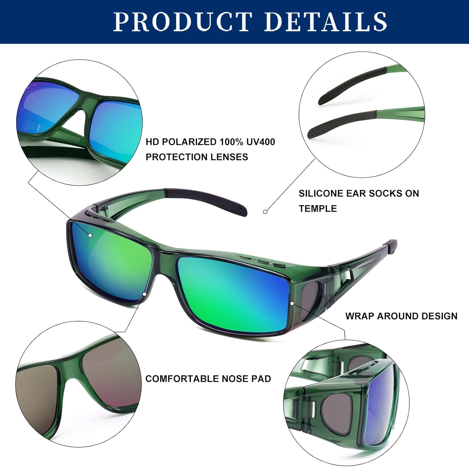 LVIOE Over Glasses Sunglasses Wrap Around Polarized Sunglasses for Men Women Fit Over Prescription Glasses with UV Protection