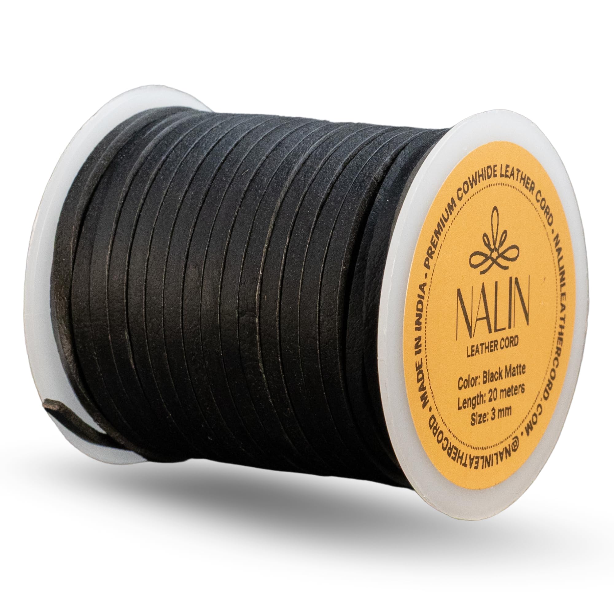 Real/Genuine Flat Leather Cord for Jewelry Making, Leather Strips & Laces for Necklaces, Bracelets, Accessories, Crafts – Matte Finish (Black - Matte, 3 mm)