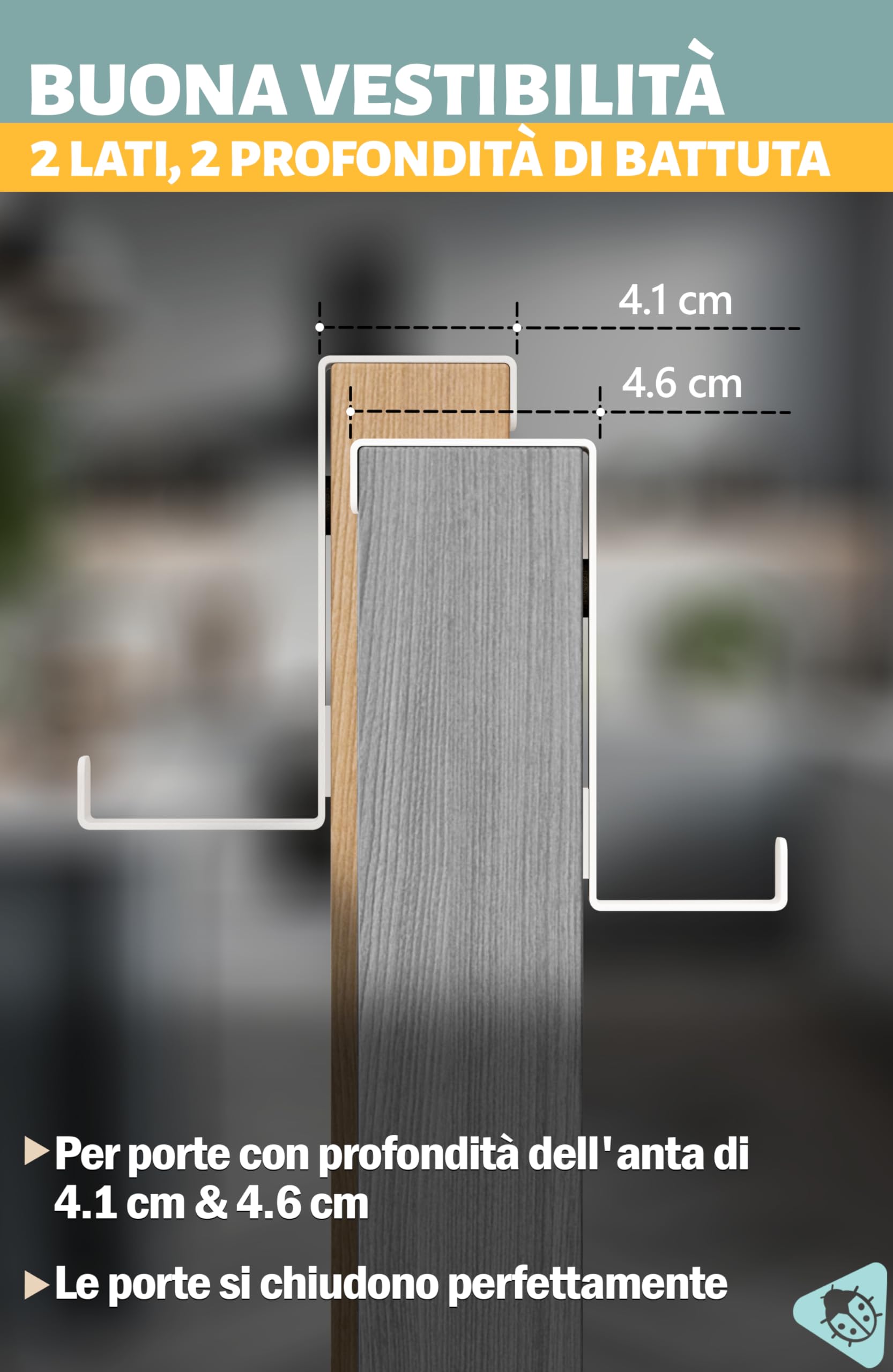 Menz attaccapanni da porta - 10 pezzi, bianco - ganci porta 4,1 cm e 4,6 cm, ganci appendiabiti resistenti, appendi abiti per porte, ideale per ogni ambiente