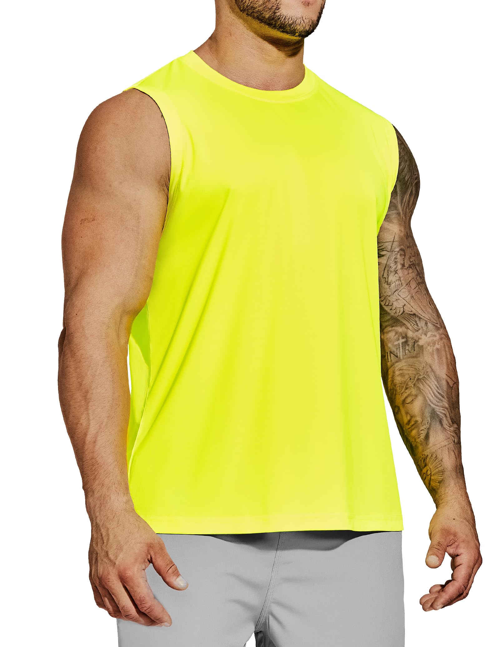 MIER Camiseta sin mangas para hombre, de secado rápido, sin mangas, UPF 50+, para atletismo, gimnasio, correr, natación, playa, entrenamiento