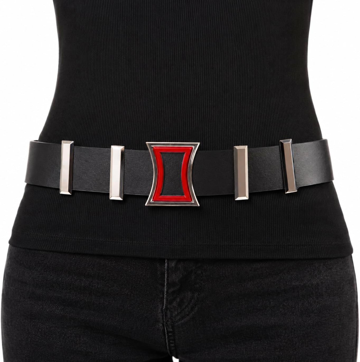 Black with Red Spy Belt for Womens Adult Mens Accessories Sexy Agent Cosplay Costumes Belts