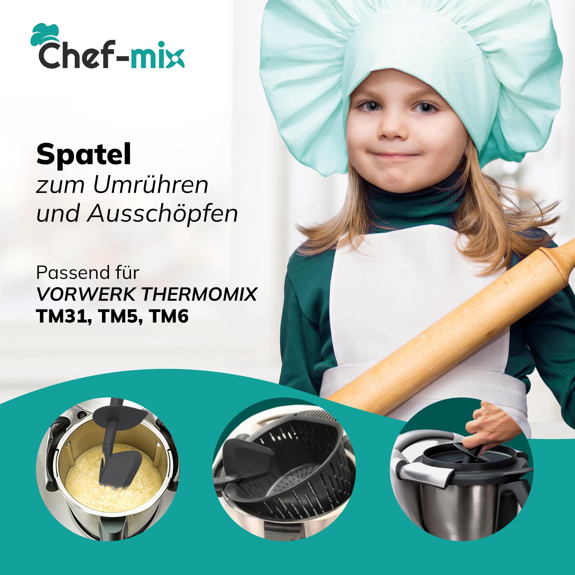 Spatola Chef-Mix Per Vorwerk Thermomix TM5 TM6 TM31 | Raschietto Per Impasti E Mescolare | Sicura E Lavabile