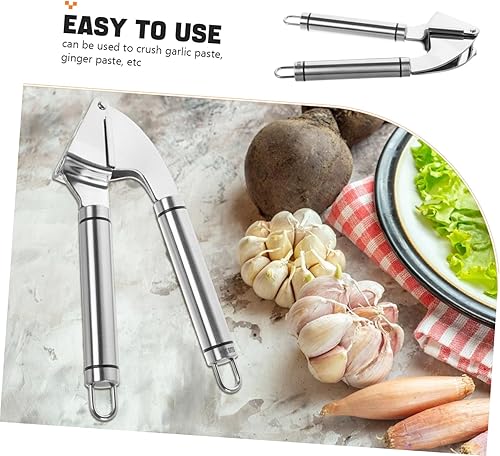 Miniatura 9 de VALICLUD Stainless Steel Garlic Press Manual Crusher and Peeler Kitchen Tool Multifunctional Garlic Mincer and Ginger Crusher Easy to Clean