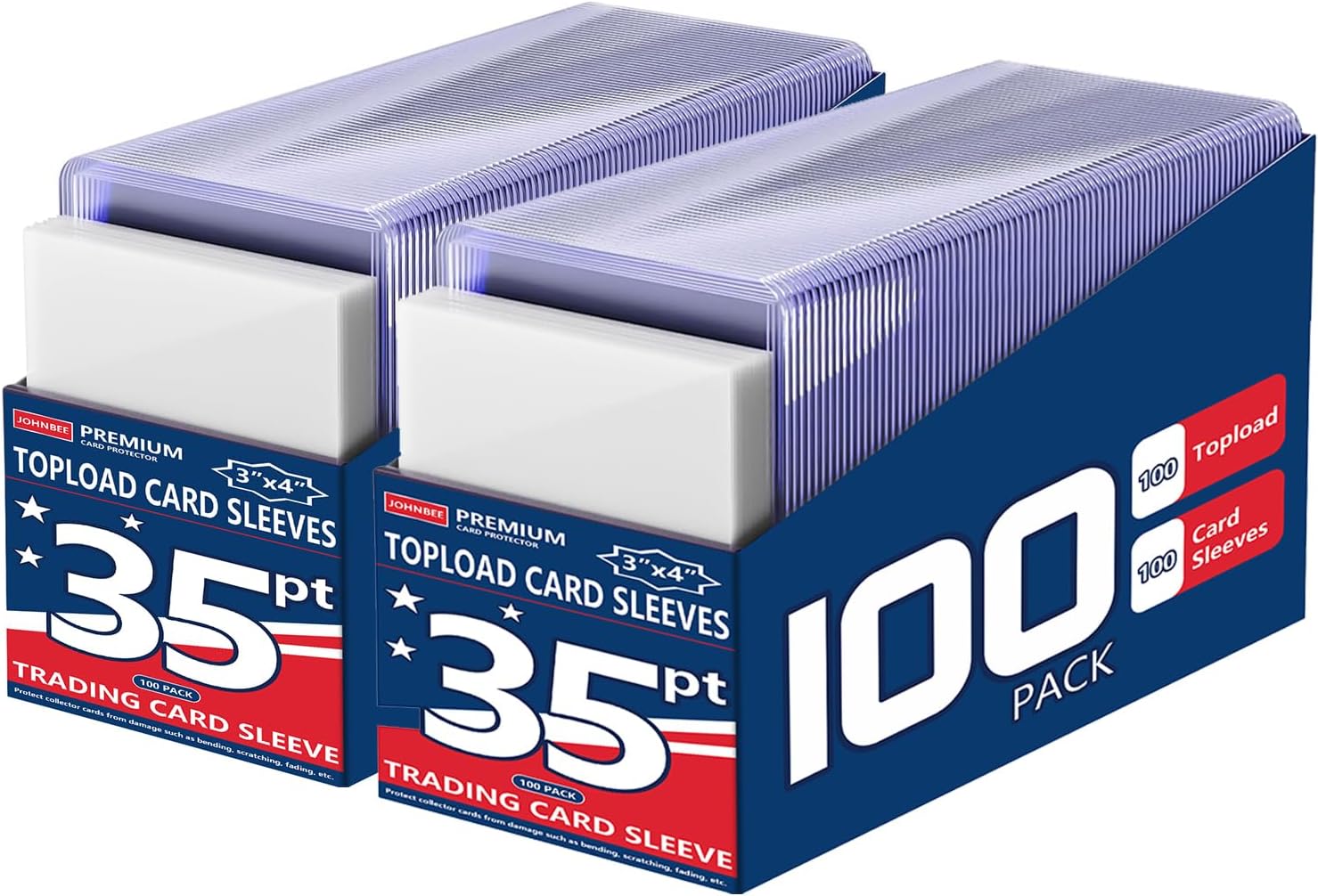 200 Card Sleeves - 3"x4" Hard Plastic Top Loaders for Cards - Trading Card Sleeve & Baseball Card Holder - Premium Topload Ablum Photocard Holder for Sports, Game & Kpop Cards (100Soft+100Hard)