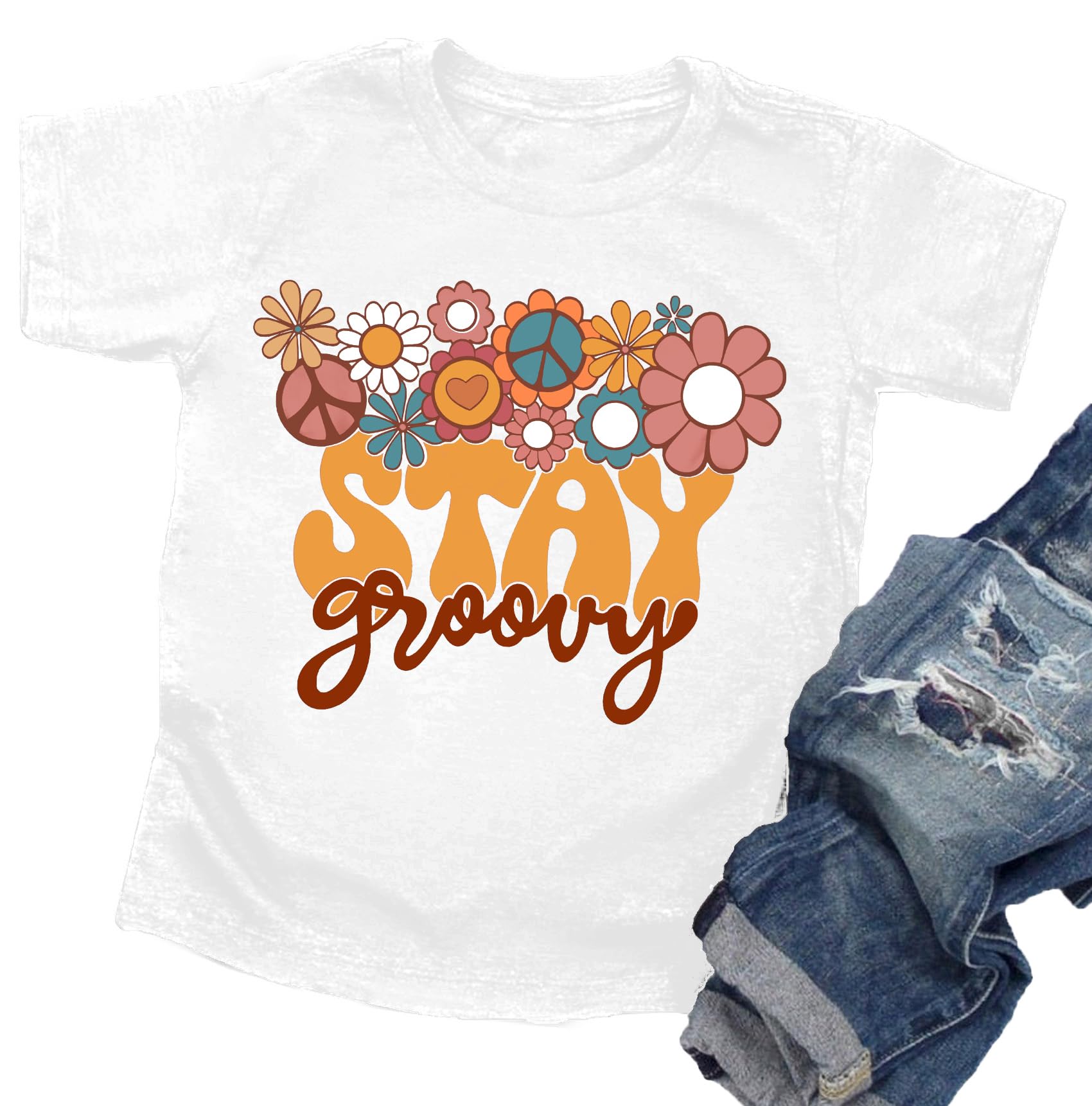 Stay Groovy Shirt for Toddler Boys Girls Retro Shirts Hippie 70s Disco Outfits Floral Graphic Tees Tops