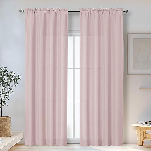 Miniatura 64 de OWENIE Bob Linen Cortinas de Lino de 96 Pulgadas Extra Largas Juego de 2 Paneles para Sala de Estar Dormitorio, Filtrado de Luz Cortinas de Ventana