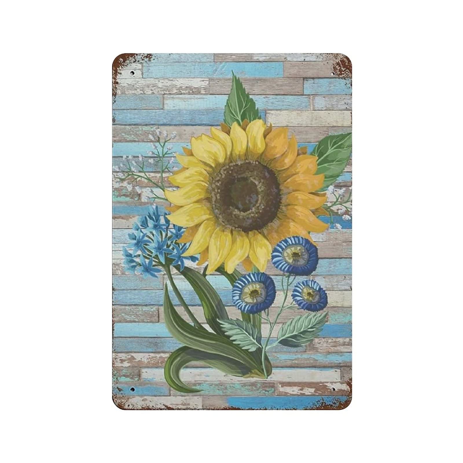 rayprint Metal Tin Sign Fresh Flower Sunshine Farm Vintage Tin Poster Metal Sign Wall Decoration Country Kitchen Home Garage Decor 12"x8"