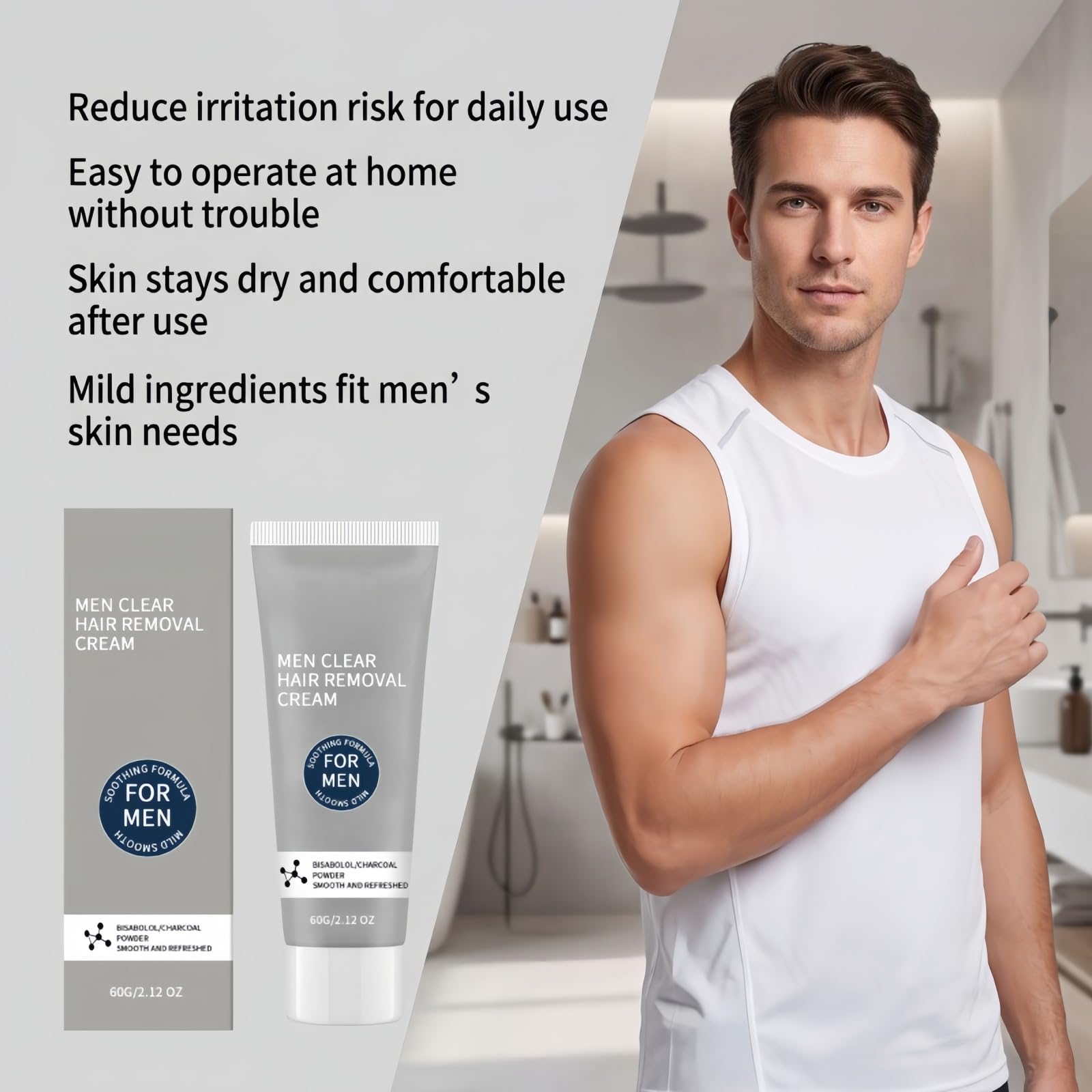 Herren-Haarentfernungscreme, extra sanft für empfindliche Bereiche – Groin, Scrotum und Buttocks – keine Schnitte oder Shaving Buttons