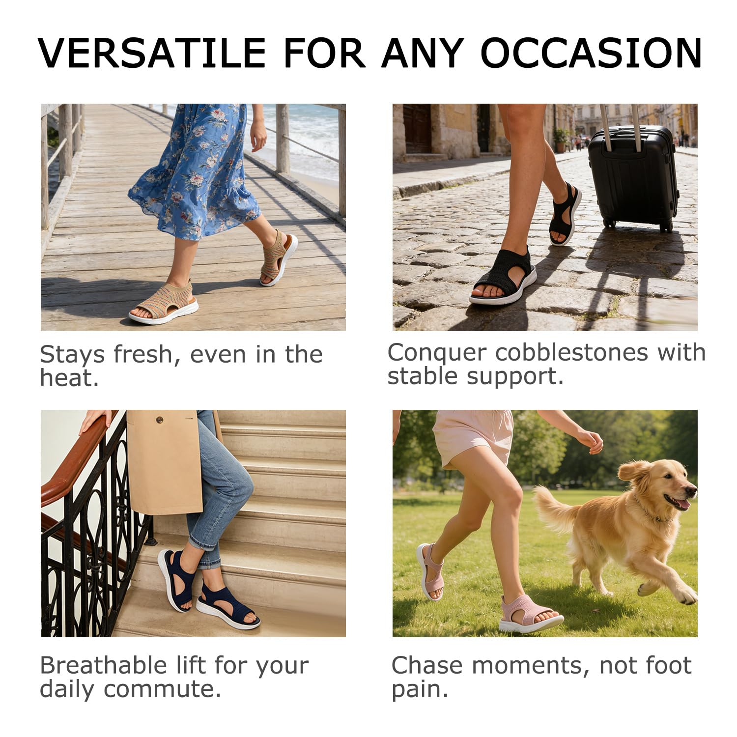 Sandalias Ortopedicas Mujer Ligero Casual Zapatos con Punta Abierta Cuña Lavable de Verano Sandalias para Caminar