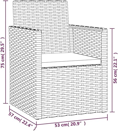 Miniatura 2 de Sillón de patio con cojín, sillas de exterior de ratán de polietileno gris para patio al aire libre, Sillas para Comedor para patio, estudio,