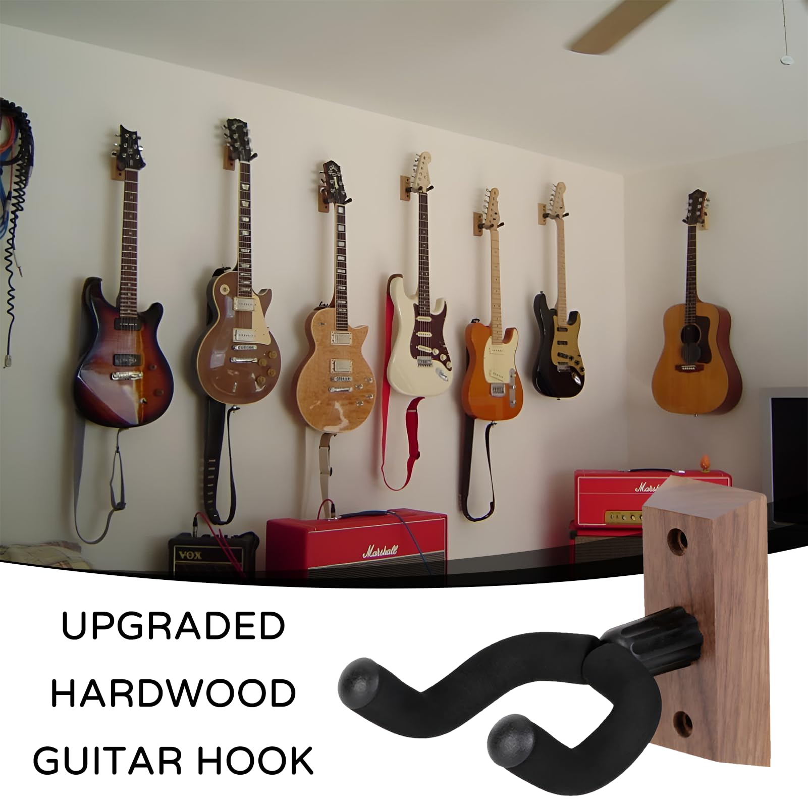 Gitarrenhalterung Wand,Gitarren Wandhalter,Gitarre Wandhalterung Für Wand,Klassische Akustikgitarre Haken,Gitarrenständer Mit Weich Gepolstertem Gitarrenhalter,Für Akustik,Elektrik,Gitarre,Ukulele