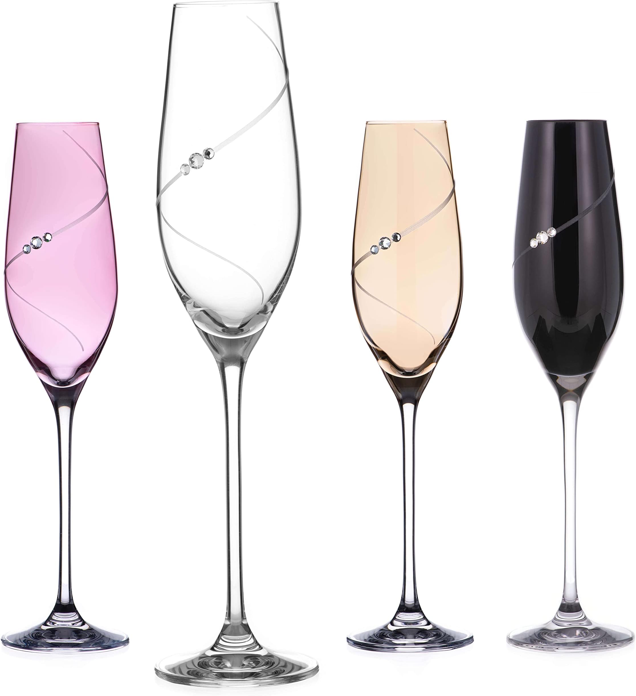 Mikasa Cheers Crystal Champagne Flutes Set, 4 Piece, Champagne Glasses
