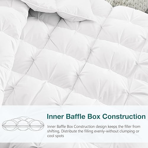 Miniatura 6 de KAKABELL Edredón de Pliegues Pellizco de Fibra de Plumón de Ganso Tamaño FullQueen Para Todas las Estaciones - Ultra Suave y Acogedor Relleno de