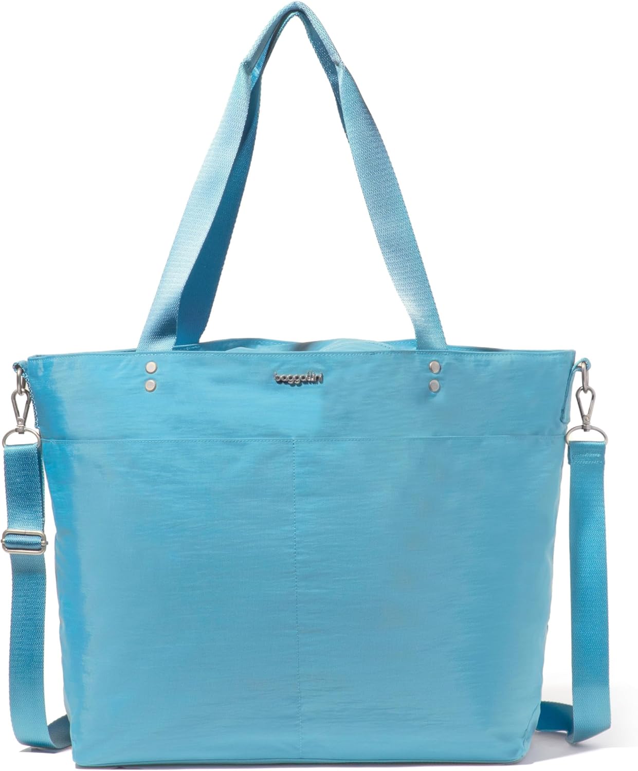 Baggallini Large Carryall Tote - Lightweight Nylon Zipper Top Weekender Travel Beach Bag w/Luggage Sleeve