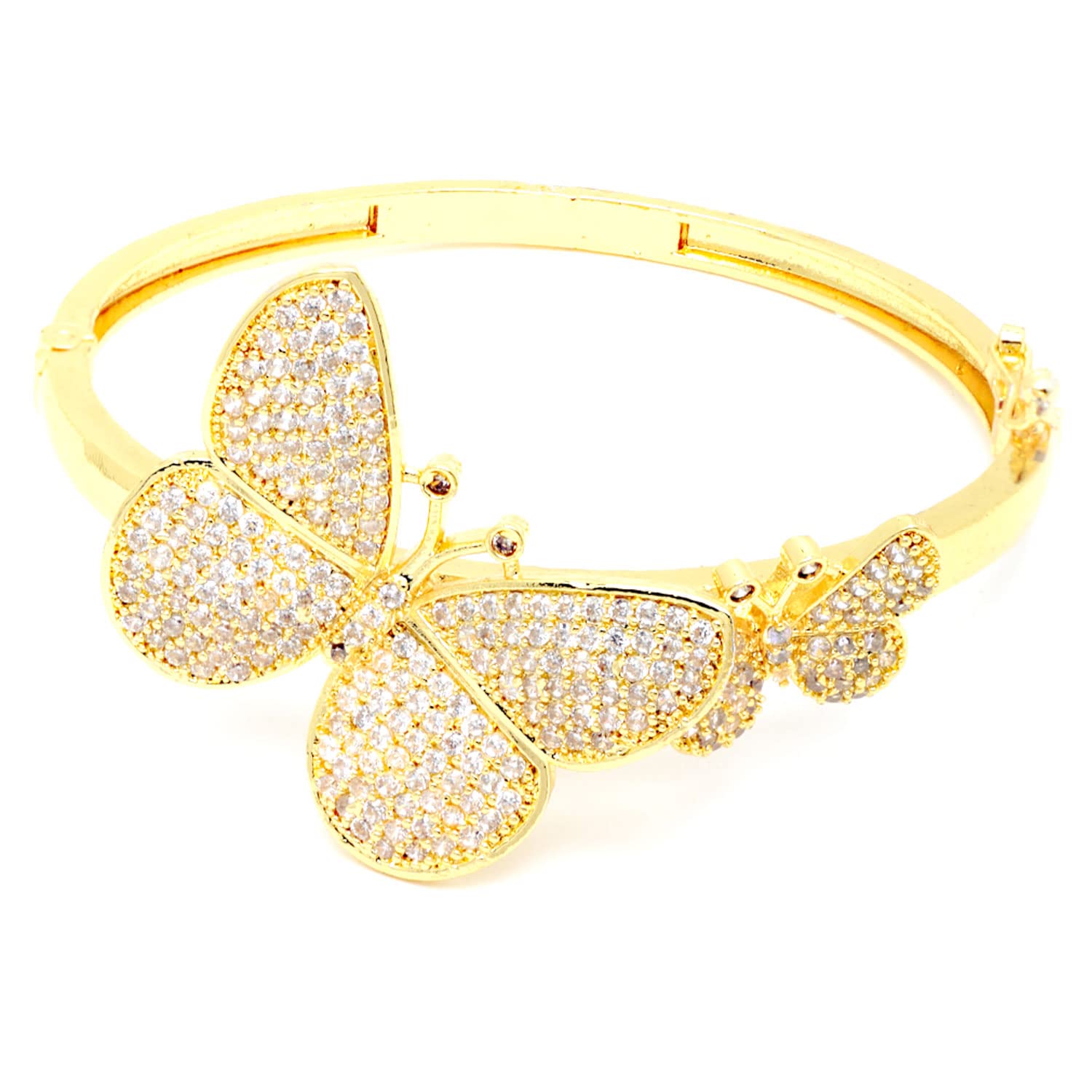 American Diamond Leaf Necklace Set With Bracelet (Golden)