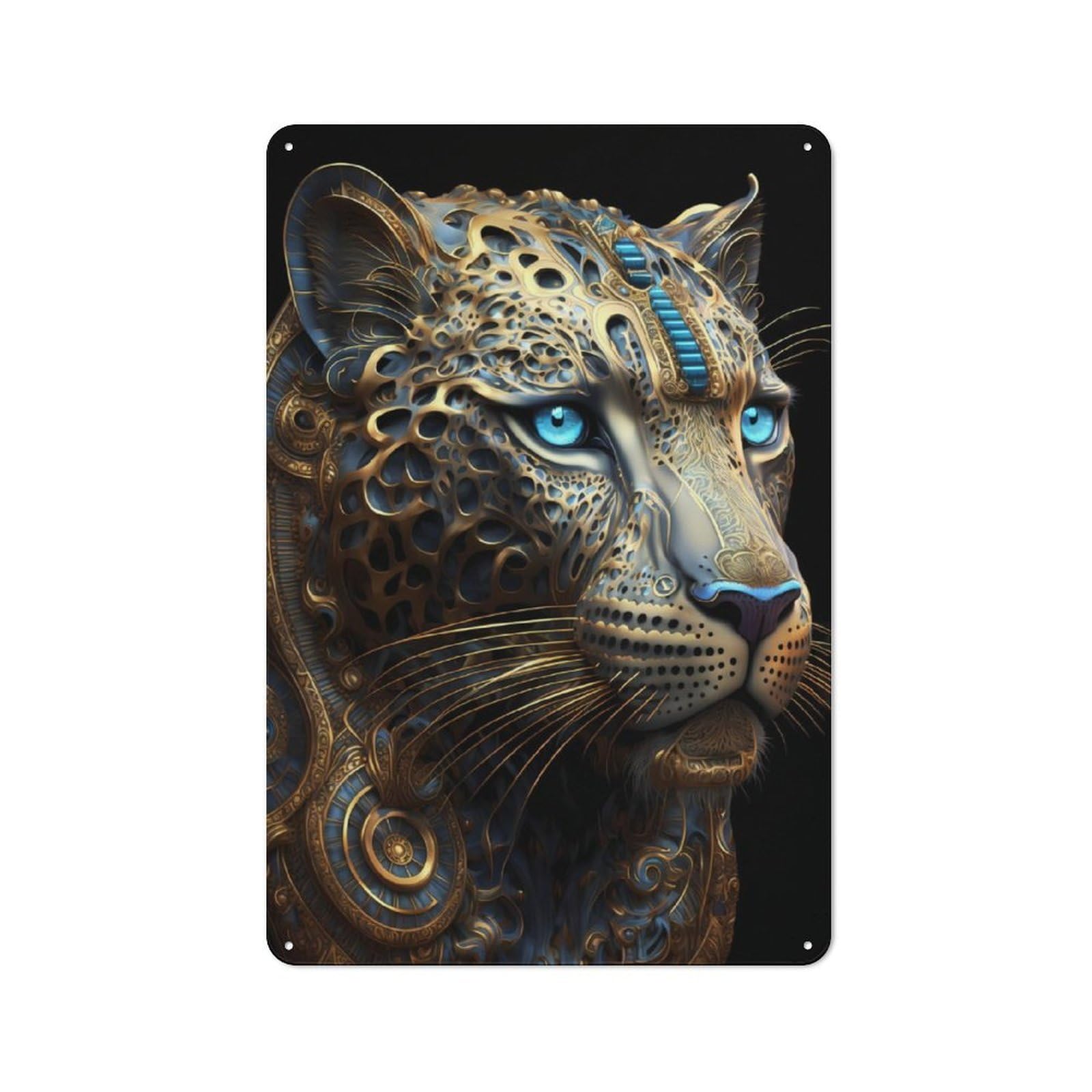 Junmoney Mystical Cosmic Leopard Vintage Tin Sign 30X20cm With For Café Or Restaurant, For Kitchen, Dining Room And Home Bar Wall Decor