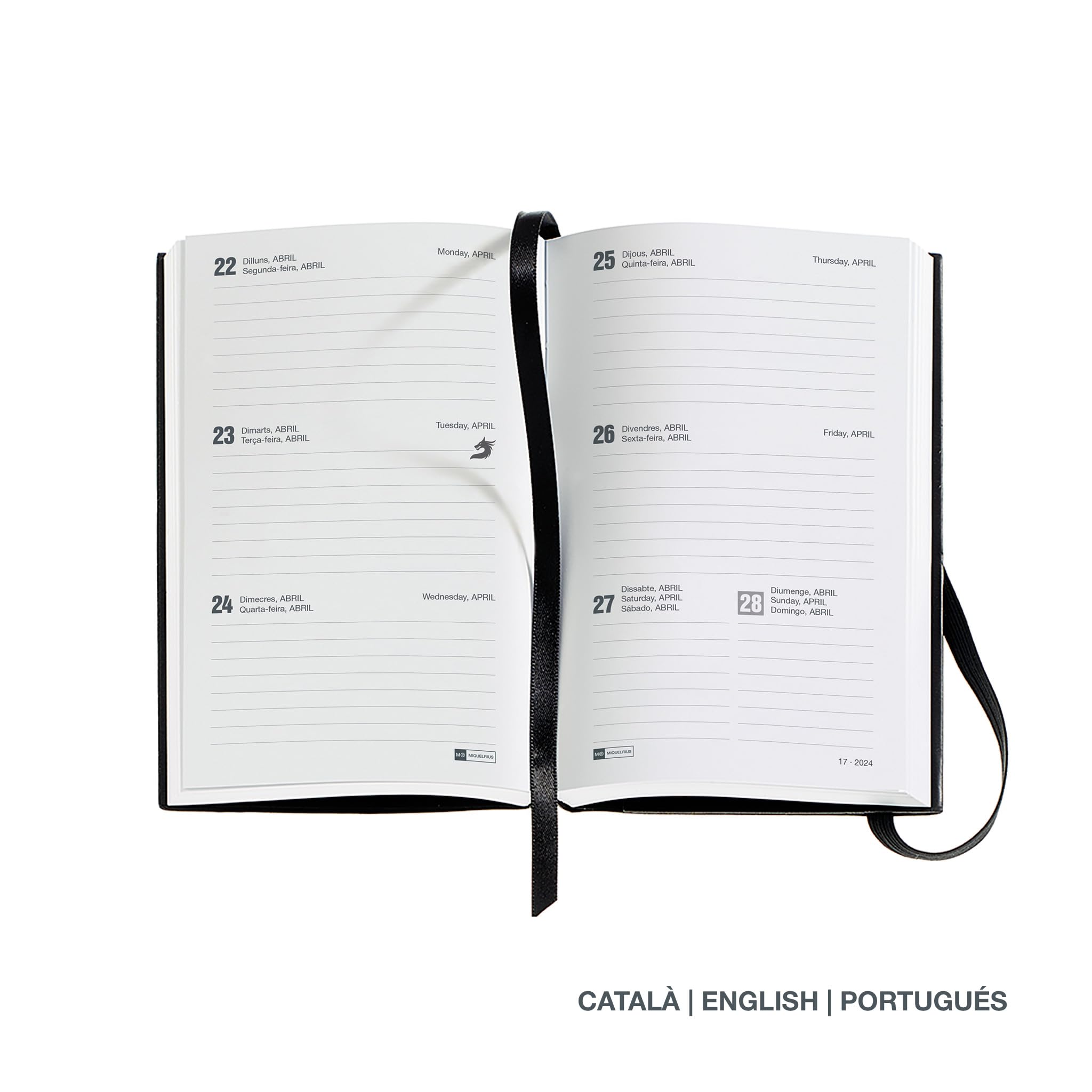 Miquelrius, Annual Planner 2024, Week to View, Passport Size 90 x 140 mm, Hard Cover, Stitched Binding, Elastic Closure - Image 2
