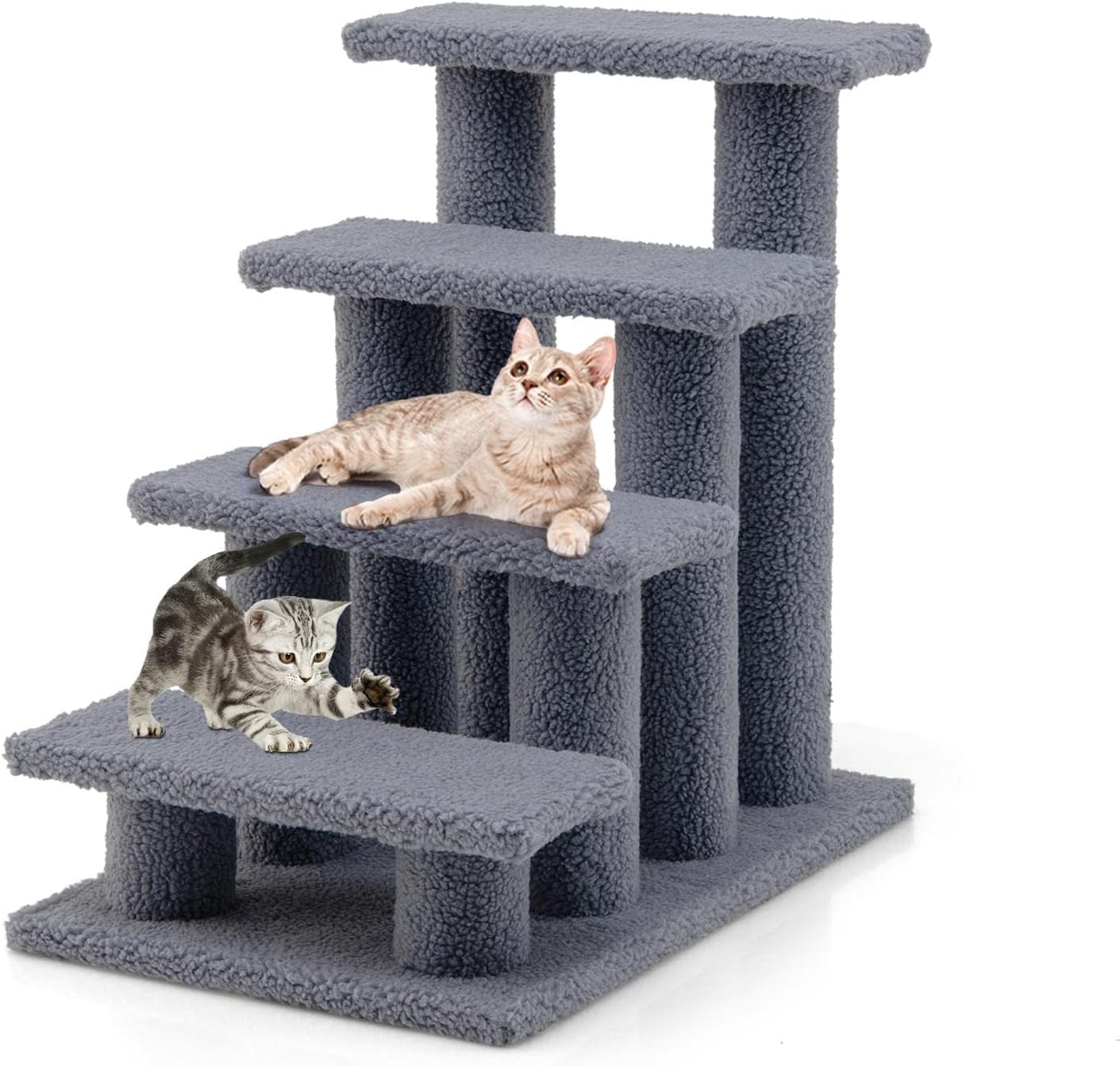 Maxmass 61cm Pet Stairs, 4Steps Pet Climber Ladder with Lambswool