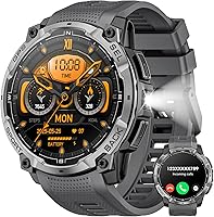 Vista 1 de Reloj inteligente militar para hombre con GPS, llamada Bluetooth AMOLED de 1.43 pulgadas, linterna LED, reloj táctico resistente para Android iOS