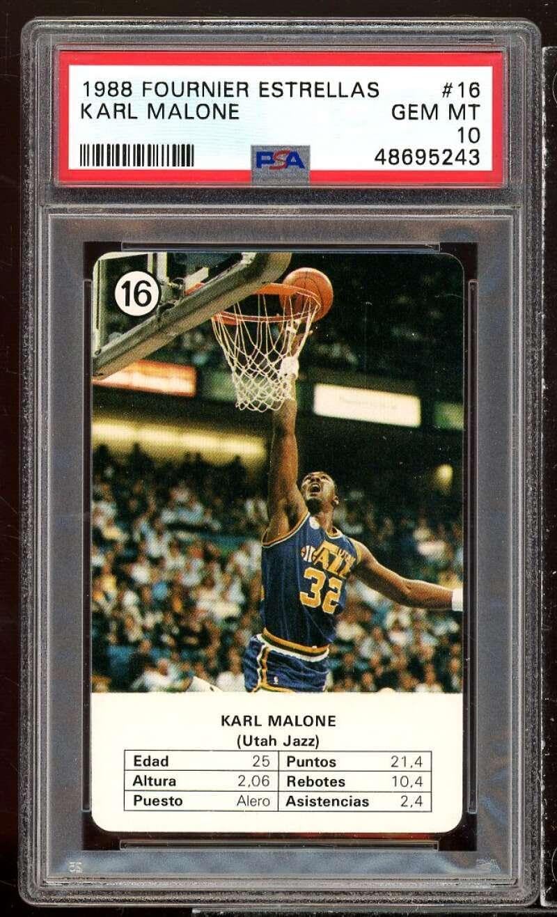 Karl Malone Card 1988 Fournier Estrellas #16 PSA 10 - Unsigned Basketball Cards