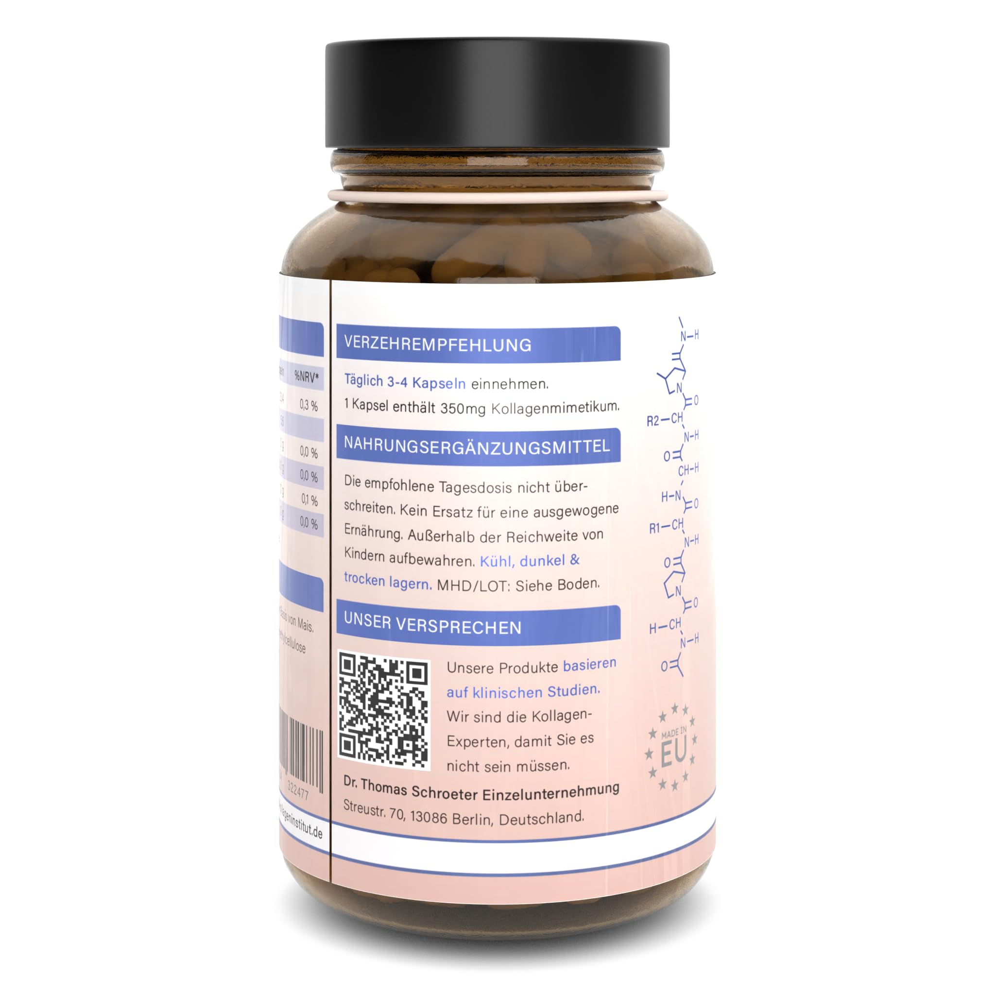 Kollagen Institut Cápsulas de colágeno vegano, paquete de 6 unidades, complejo de aminoácidos, alta dosificación, alternativa al colágeno vegano, para cabello, piel, uñas, belleza, artrosis,