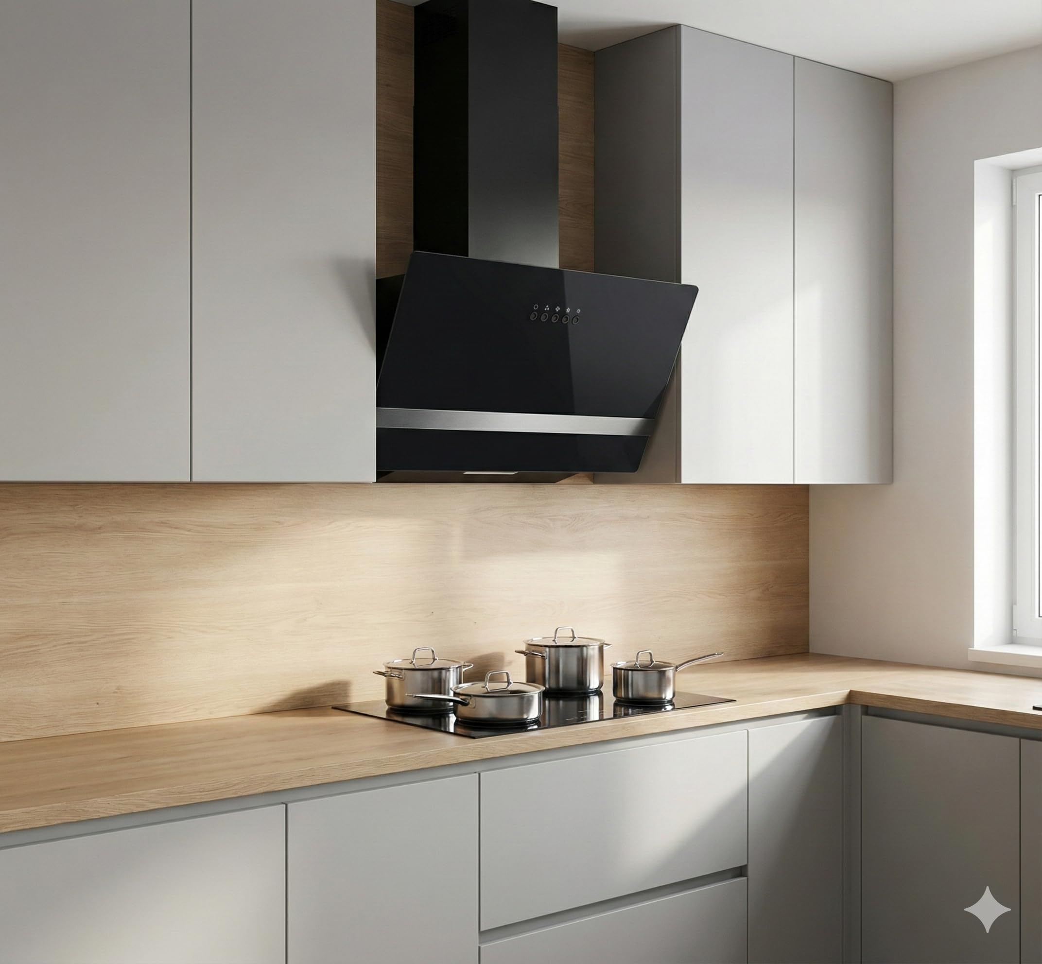 YUNA Dunstabzugshaube DURESA 60 cm Schwarz Glasfront 3 Leistungsstufen 47W Motorleistung Energieeffizienz A Abluft Umluft Kopffrei LED Beleuchtung Ohne Kohlefilter Wandhaube