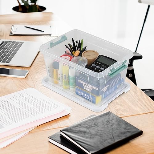 Miniatura 7 de Caja de plástico de 14 cuartos de galón con asas, contenedores de almacenamiento transparentes, juego de 6