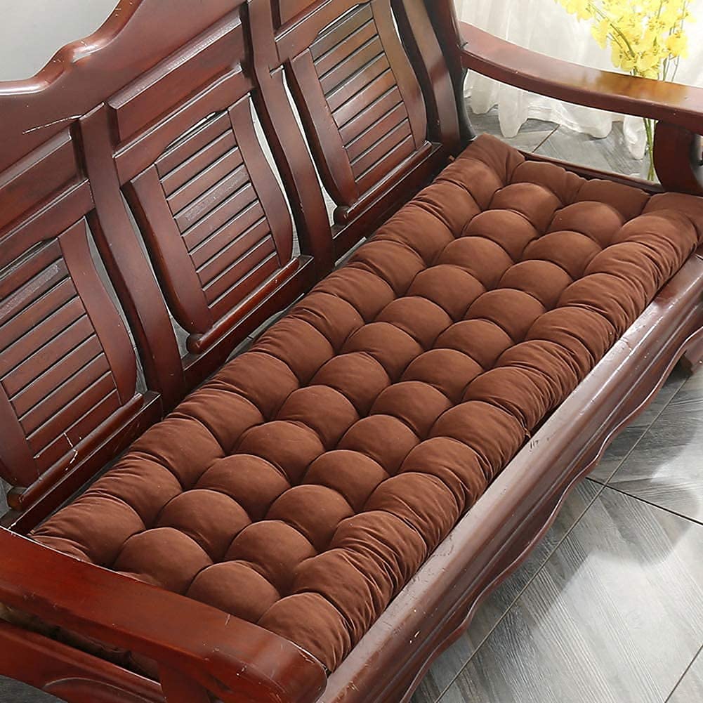 Coussin de banc de jardin avec attaches, coussin épais pour chaise à bascule 2-3 places, coussin de siège de banc confortable pour mobilier intérieur et extérieur 48x120cm Rose