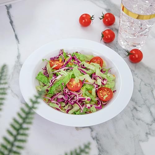 Miniatura 3 de WDF 60 cuencos de plástico blanco de 12 onzas, desechables, resistentes, de plástico, para bodas, fiestas, Día de la Independencia, Año Nuevo