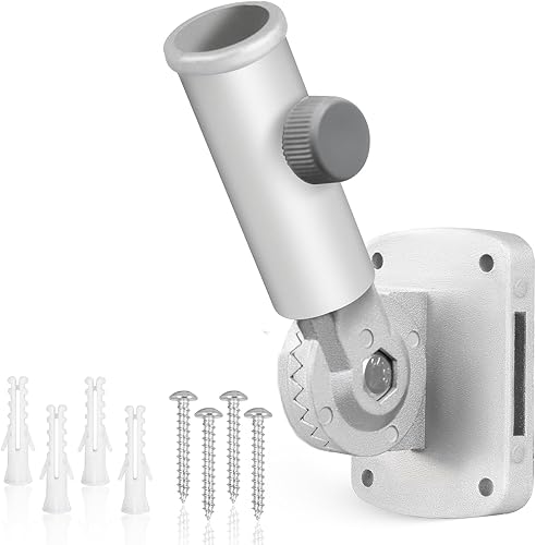 Vista 12 de Soporte ajustable para mástil de bandera, soporte para poste de bandera para exterior de la casa, aluminio resistente, soporte de montaje de poste