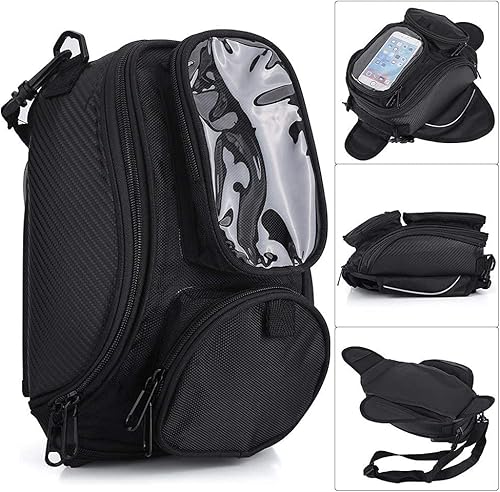 Miniatura 4 de Qiilu Bolsa de tanque de motocicleta universal negra impermeable con fuerte tanque de combustible de aceite magnético bolsa de tanque de motocicleta