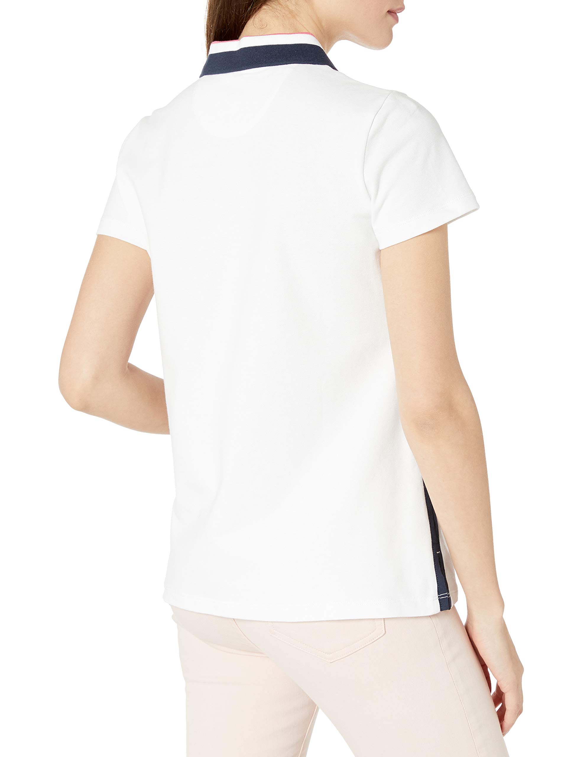 Nautica Polo de Algodón Elástico con Cuello En V A Rayas de Ajuste Clásico Camisa de Polo Mujer