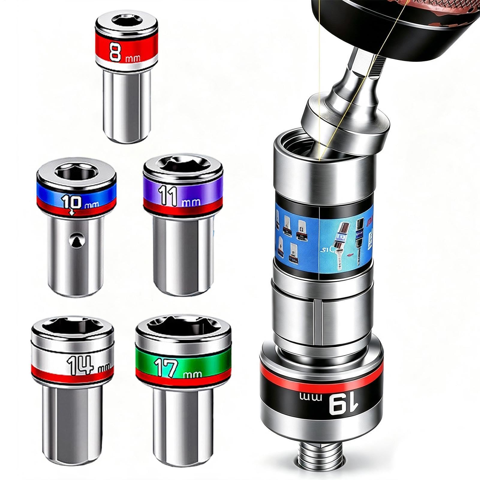 Universal-Gelenk-Steckschlüssel-Satz Reparaturwerkzeug aus legiertem Stahl | Drehbarer Steckschlüssel-Adapter für Haushalt Hardware Montage Motorrad Fahrzeug Reparatur Werk