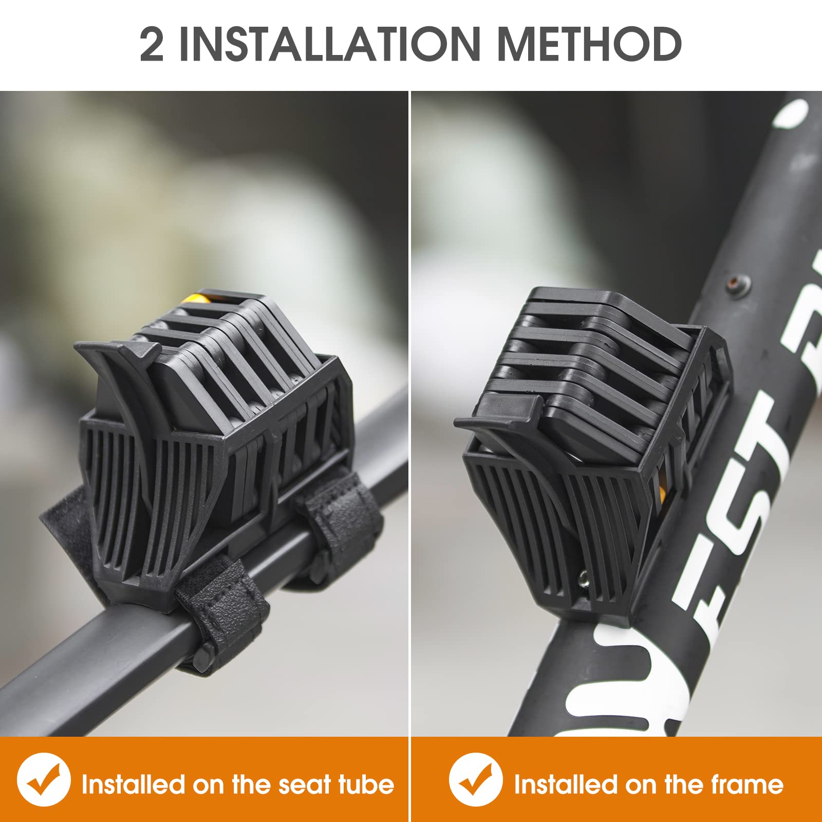 ICOCOPRO Candado plegable para bicicleta, 85 cm, con soporte, candado para bicicleta de alta seguridad, color negro