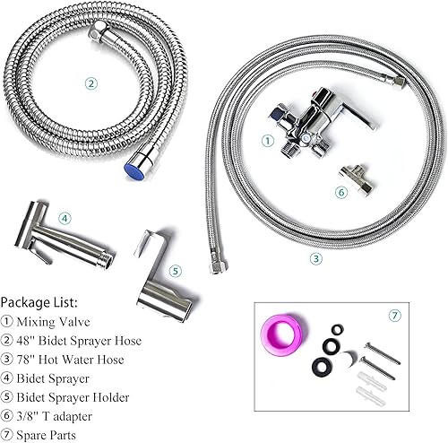 Miniatura 5 de Juego de rociadores de bidé con válvula mezcladora, agua tibia y fría