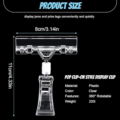 Miniatura 2 de 20 clips de plástico para letreros de mercancía, rotativos, transparentes, soporte de exhibición de proveedores, soporte de exhibición de tarjetas